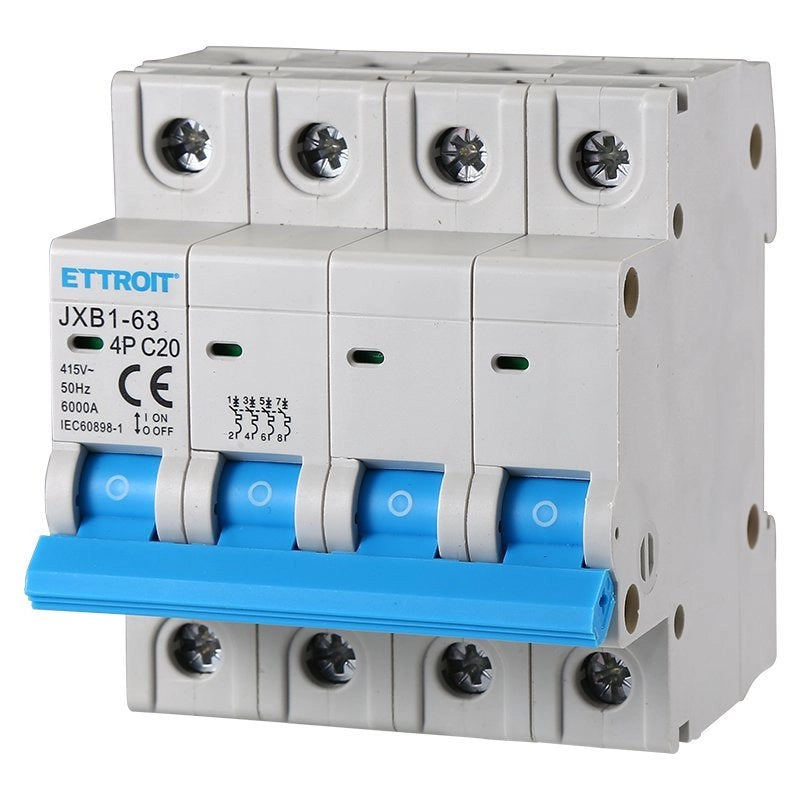 Interruttore Magnetotermico Automatico 4P 20A 6000A 220V 380V Salvavita Stotz Occupa 4 Moduli DIN