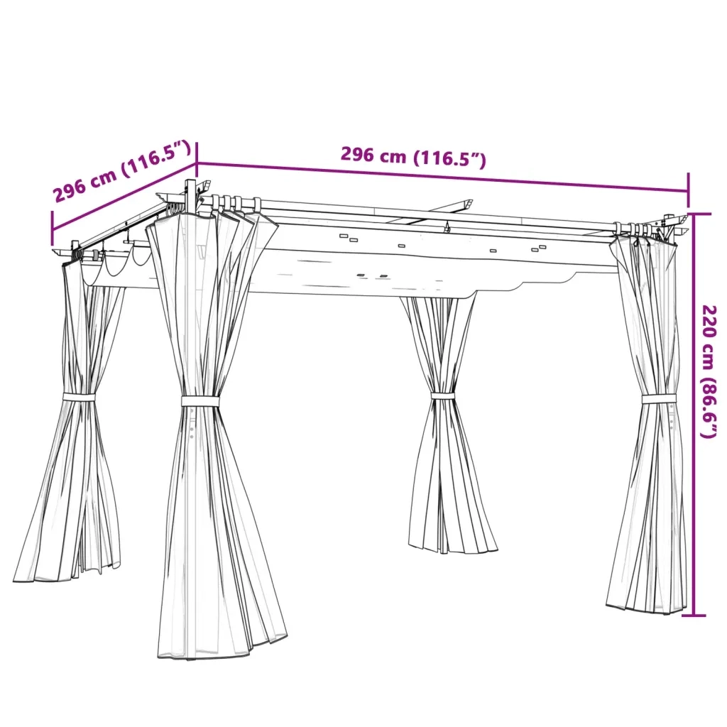 vidaXL Gazebo con Tende Antracite 3x3 m in Acciaio