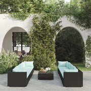 Set Divani da Giardino 9 pz con Cuscini in Polyrattan Nero 3101513