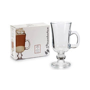 Trade Shop - Set 2 Bicchieri Irish Coffee Tazza Da Cappuccino Latte The' In Vetro Manico Bar -