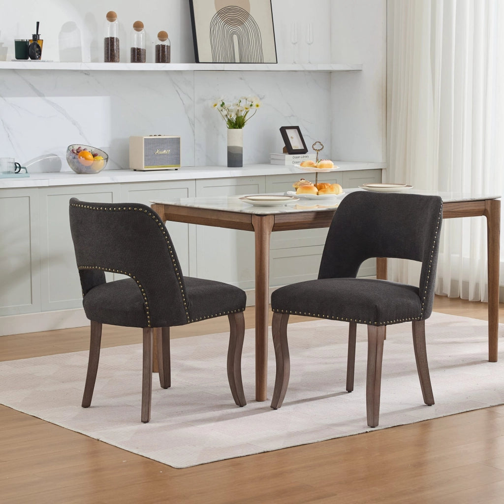 Set 2 Sedie da Pranzo in Legno ¨C Xylo ¨C Tessuto Imbottito, Nero, Stile Moderno