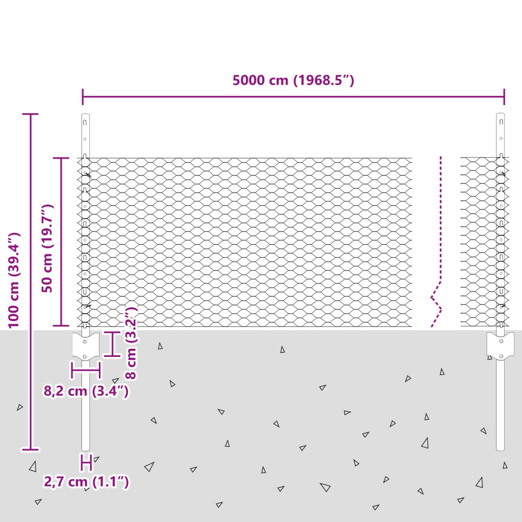 Pali per Recinzione  11 pz U-Channel Grigio 60 cm Acciaio