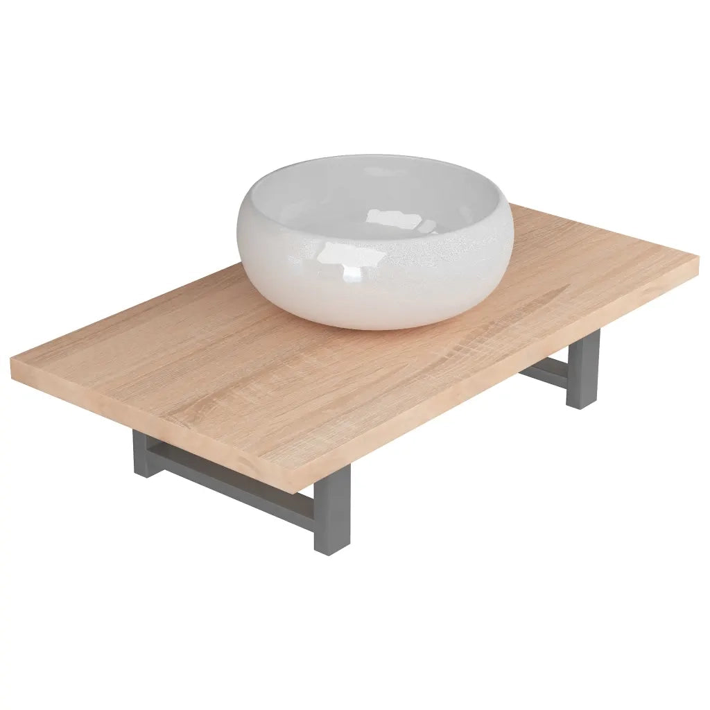 Set Mobili da Bagno | Armadio da bagno 2 pz Ceramica Rovere