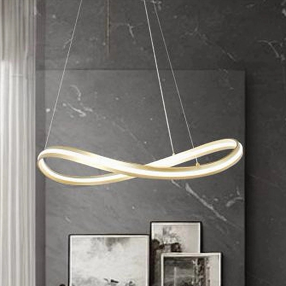 Trade Shop - Lampadario Led Moderno A Fiocco 100w Lampada A Sospensione Luce 4000k 70cm Oro 33412 -