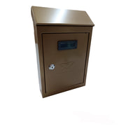 Cassetta postale esterno a parete buca lettere in acciaio tetto chiave 30x20x6cm bronzo