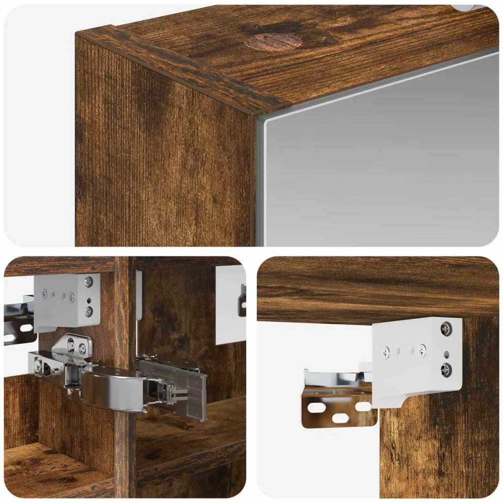 Mobiletto per specchio da bagno Rovere fumé 30 x 10,5 x 50 cm 889019