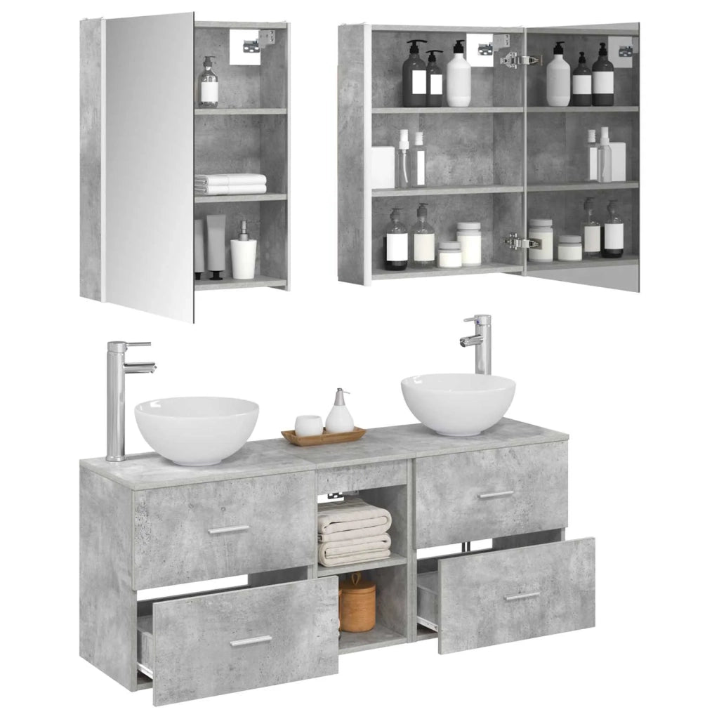 Set di Armadi da Bagno 5 pcs Grigio Cemento 53 x 15,5 x 70 cm 3406690