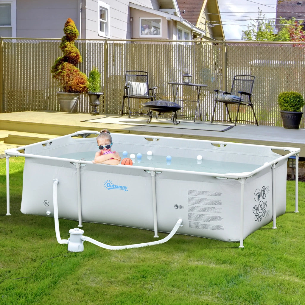 Piscina Fuori Terra Rettangolare Rigida ¨C zephmum ¨C Grigio Acciaio PVC 252x152x65cm