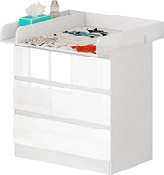 Commode per Bambini - Scrivania per la Pulizia - Cassetto con 3 Scomparti - Porta in Alluminio Bianco - 80x48x78cm