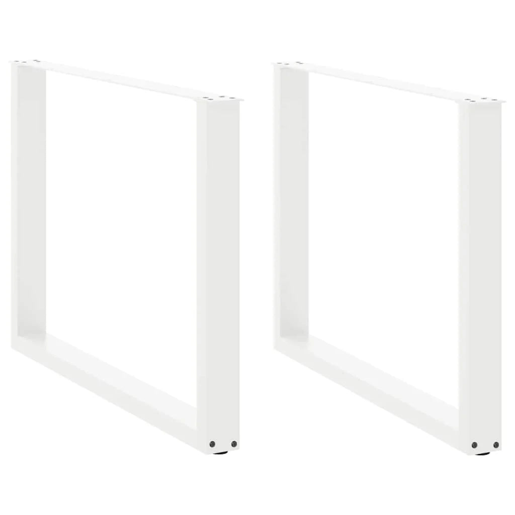 Set di 2 gambe per tavolo da pranzo a forma di U 100 x 72-73 cm design moderno con piedini regolabili acciaio bianco 02_0057437