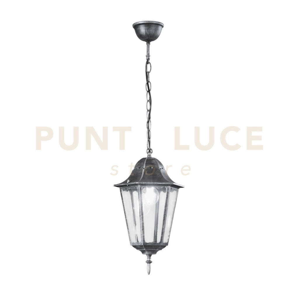 SOSPENSIONE FIRENZE NERA E SILVER 1 LUCE ATTACCO E27 IP44 21X21X136CM IN METALLO E VETRO