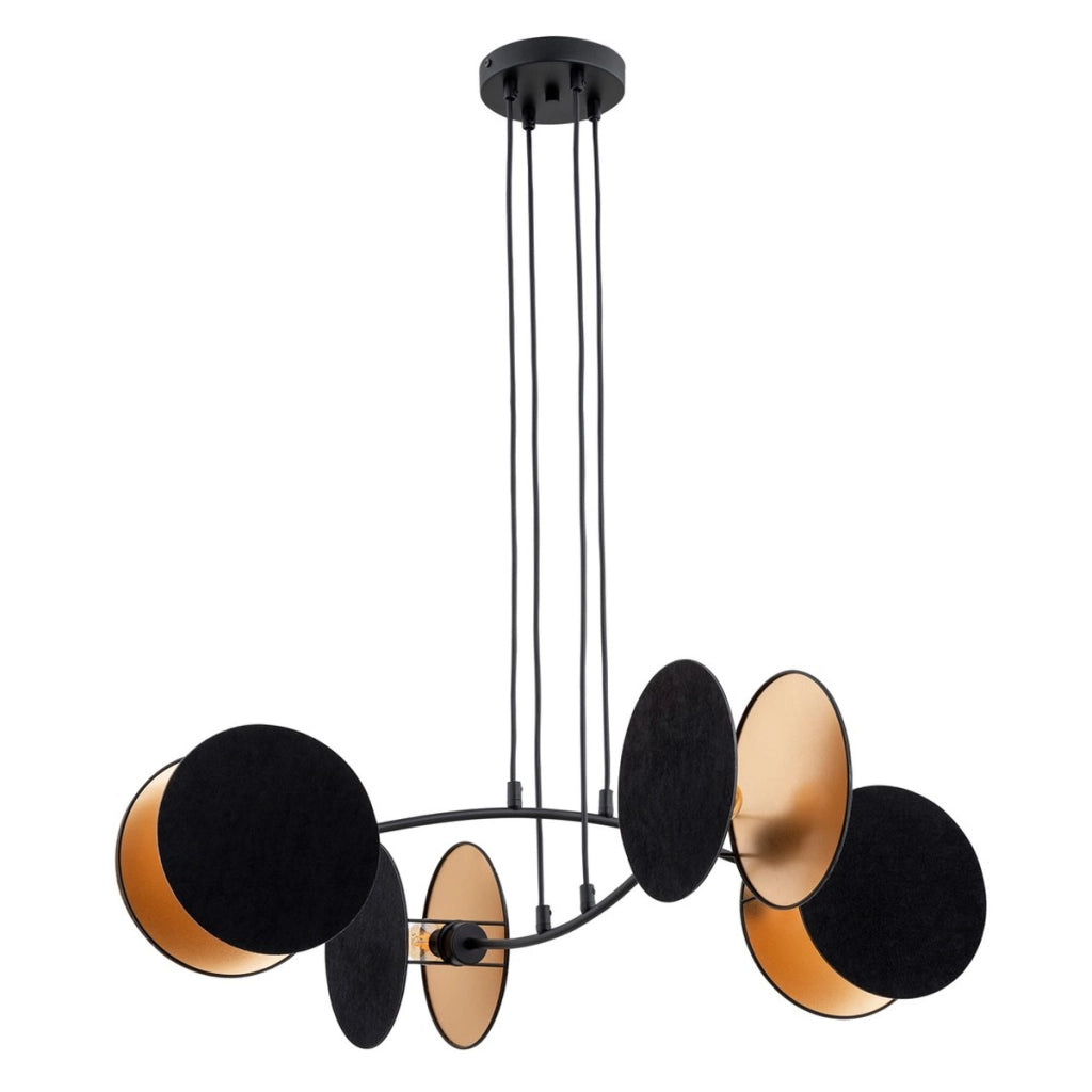 Lampada a sospensione MOTIF in acciaio nero e oro