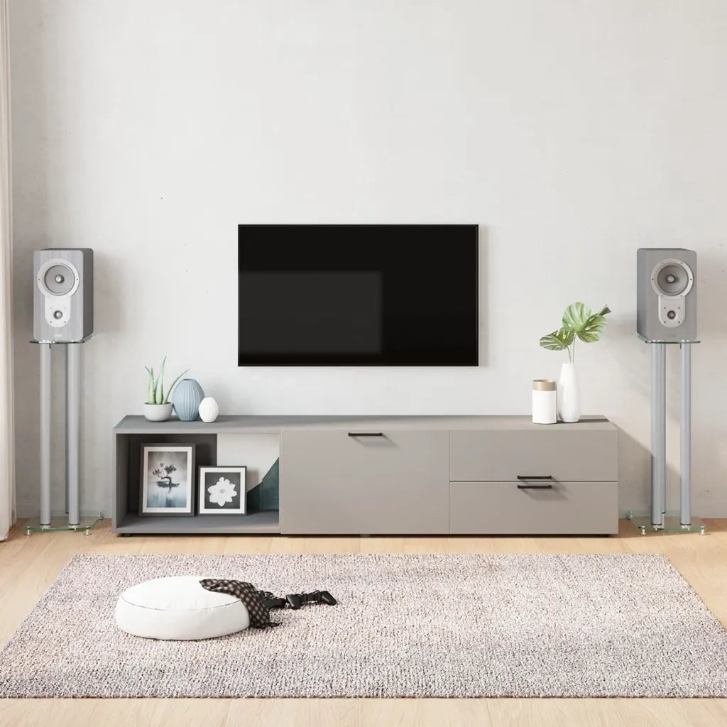 Pedane Casse 2 pz Argento Vetro Temperato Design a 3 Pilastri CFW2072321