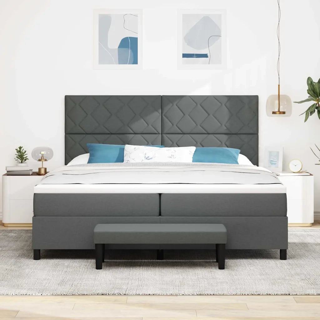 Letto a molle con materasso Grigio scuro 200 x 200 cm Tessuto 3344171