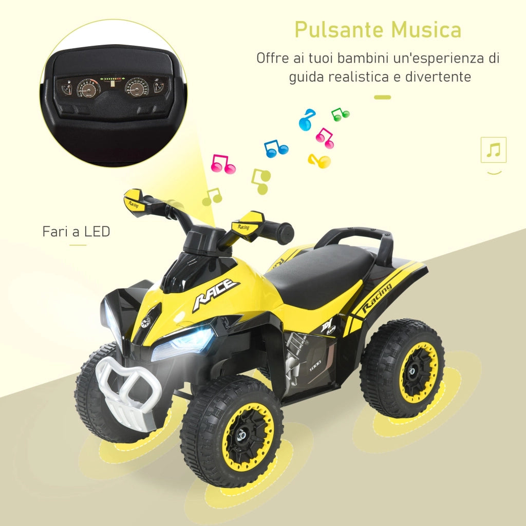 Quad per Bambini a Spinta Manuale con Suoni Integrati Giallo