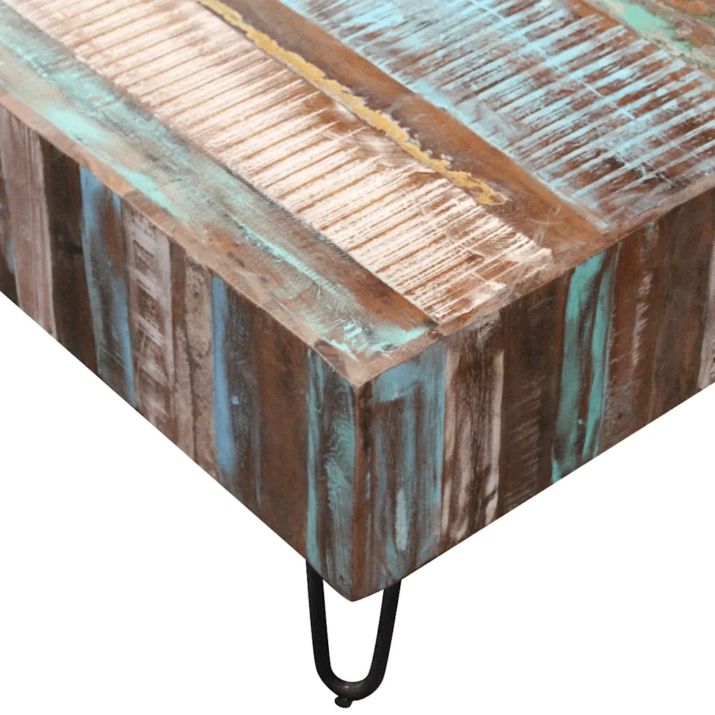 Tavolino da Salotto in Legno Massello Anticato 100x50x38 cm 243455