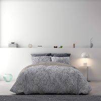 Copripiumino 1 Piazza e Mezzo con Stampa sul Sacco e Federe Doubleface Ornato Grigio