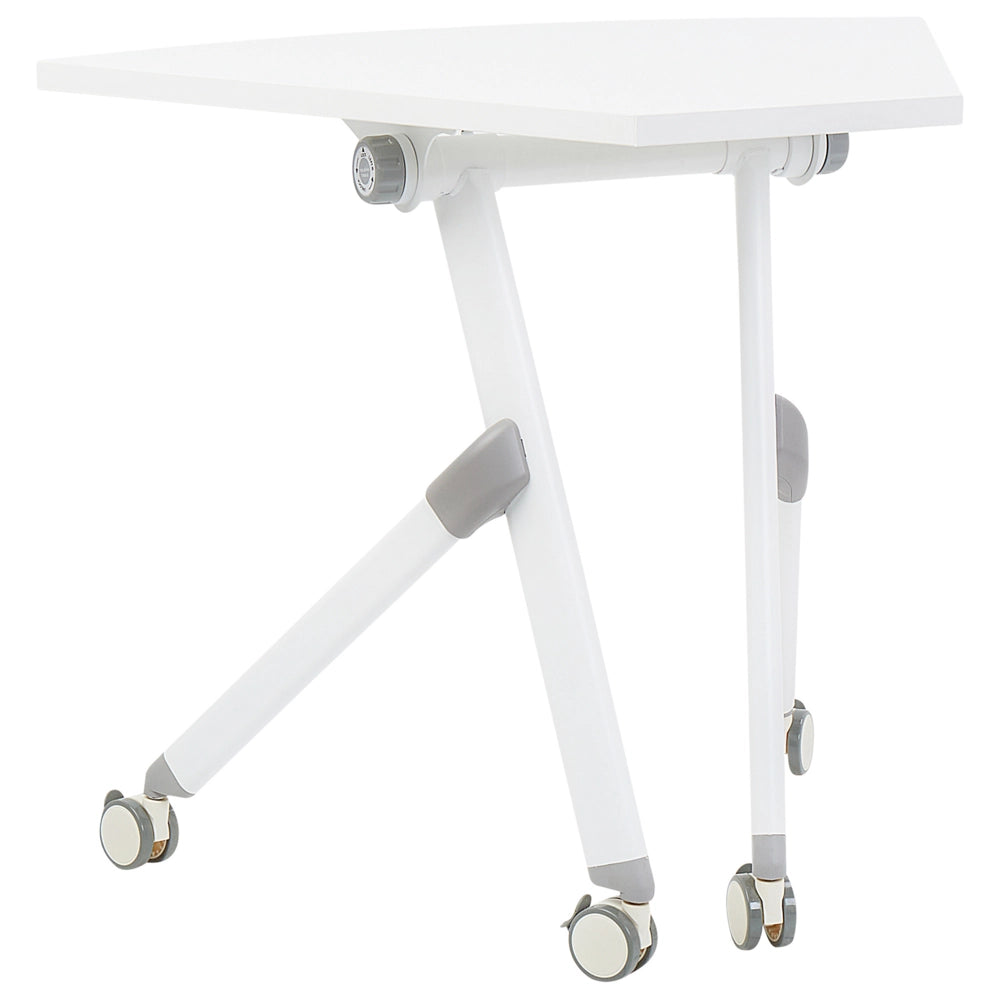 Scrivania pieghevole per ufficio Telaio metallico bianco MFC Piano d'appoggio 90 x 64 cm Tavolo mobile portatile pieghevole con rotelle Design moderno