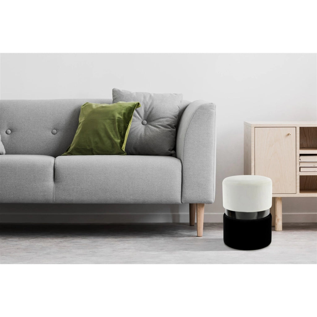 Pouf contenitore Gipsy 800 in velluto crema e nero