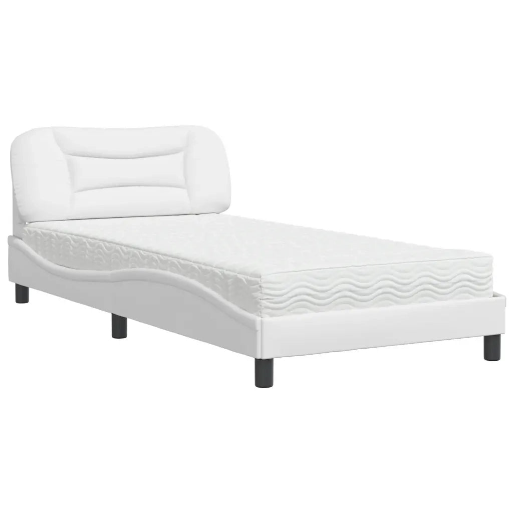 Letto con Materasso Hvar Bianco 100x200 cm in Similpelle 3208704