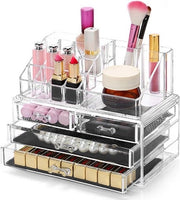 Organizzatore di cosmetici con contenitore in acrilico per leccasapone e gioielli