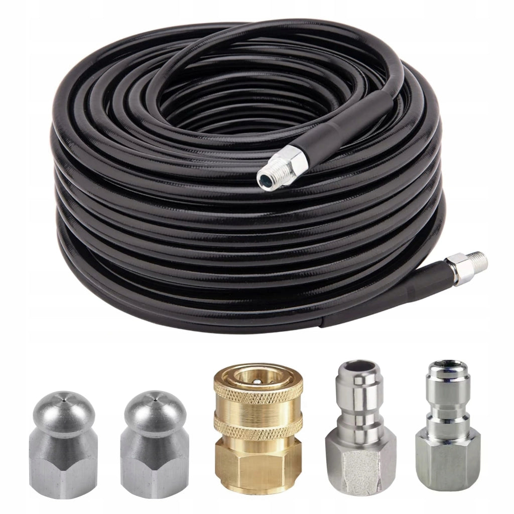 Tubo Alta Pressione HydroClean MultiConnect 15M – 155bar, 2 Ugelli, 3 Raccordi | 529bar Max, 60°C | Pulizia Tubazioni