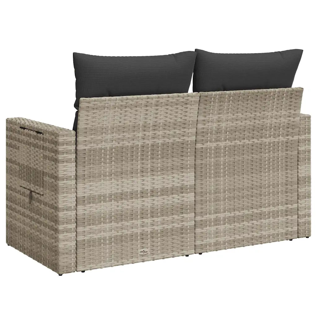 Divano da Giardino con Cuscini 2 Posti Grigio Chiaro Polyrattan