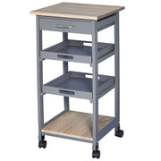 Carrello da cucina con 2 ripiani amovibili, cassetto e scaffale ¨C zephmum ¨C legno di pino grigio e quercia chiaro