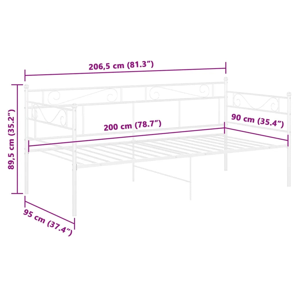 Telaio Divano Letto Bianco in Metallo 90x200 cm 324768