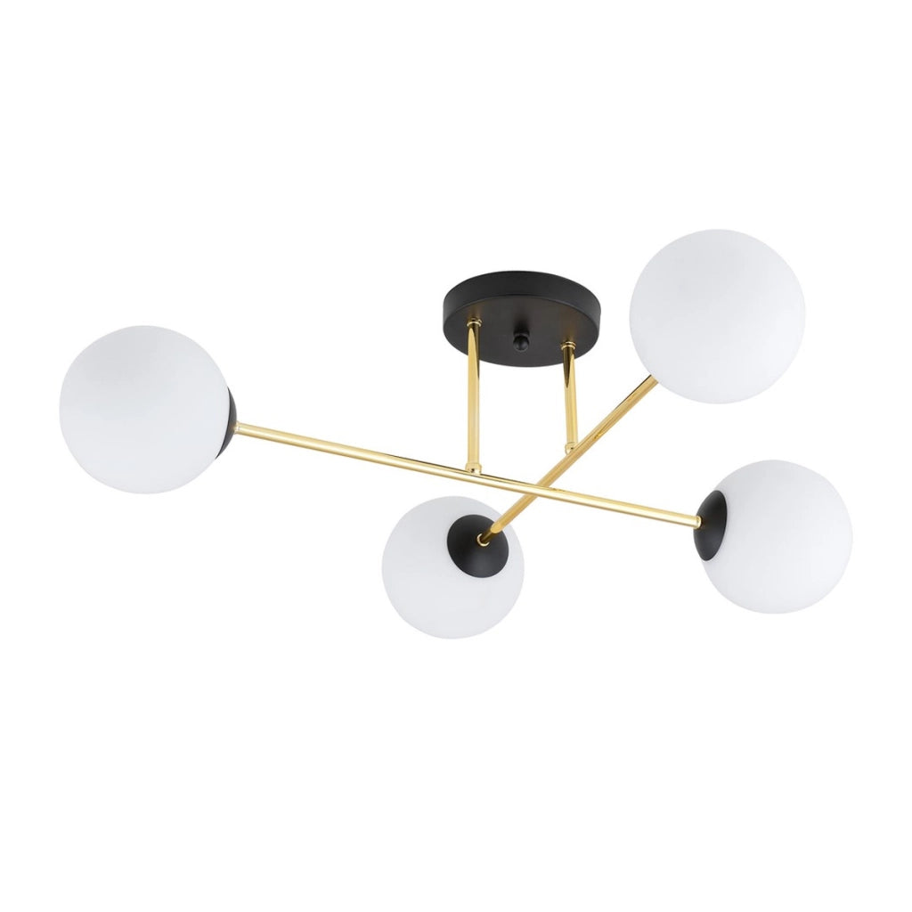 Lampada a sospensione Magnum con struttura in metallo nero e oro
