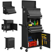 Carrello per attrezzi 3 in 1 con cassetti e pannello forato ¨C zephmum ¨C nero, acciaio