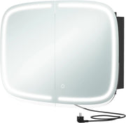 VASAGLE Armadietto Bagno da Parete con Specchio e Luce, Mobiletto Pensile Bagno con Stazione di Ricarica, 2 Ripiani Regolabili, Angoli Arrotondati, Nero Inchiostro BBK128B01V1