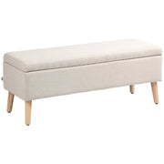 Panca con contenitore imbottita in effetto lino ¨C Zephmum ¨C 110x39x45 cm, beige