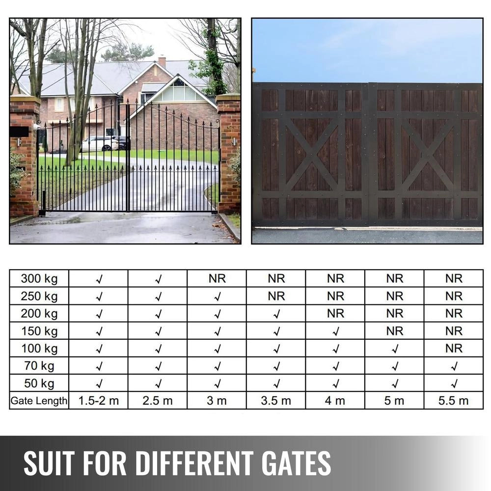 Double Swing Gate Opener Garage Door Drive 300kg 2.74m