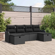 Set di divani con cuscino 6 pcs Nero polyrattan