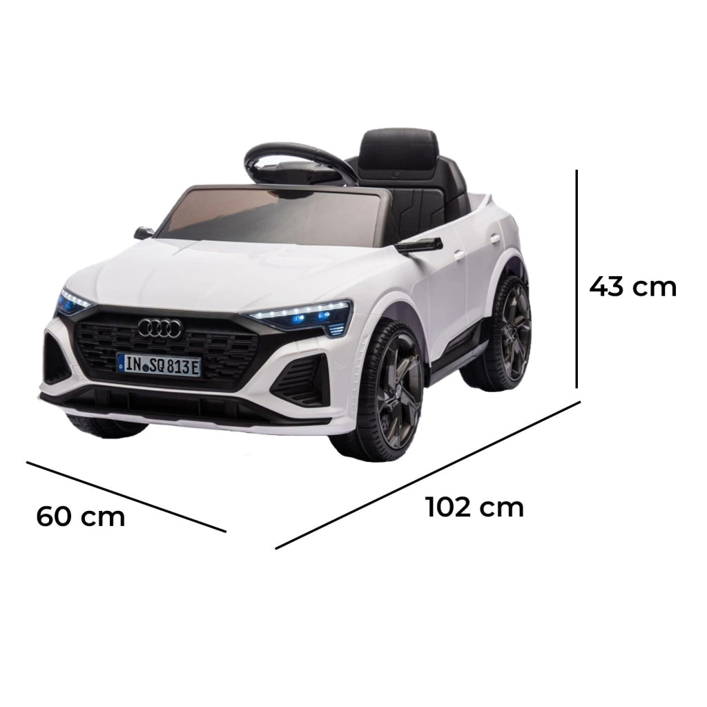Macchina Elettrica per Bambini 12V Licenza Ufficiale Audi SQ8 E-Tron con Telecomando e Sedile Pelle Bianco