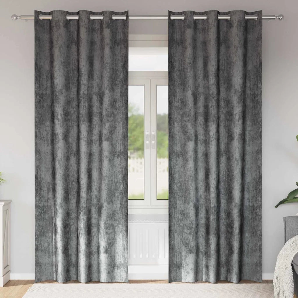 Tende in Velluto 2 pz Grigio 225 x 140 cm Velluto 4107655