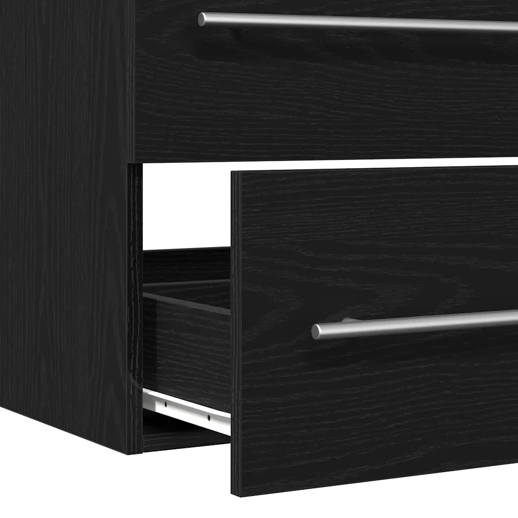 vidaXL Mobile Lavabo da Bagno Rovere Nero 80x38,5x48 cm in Truciolato