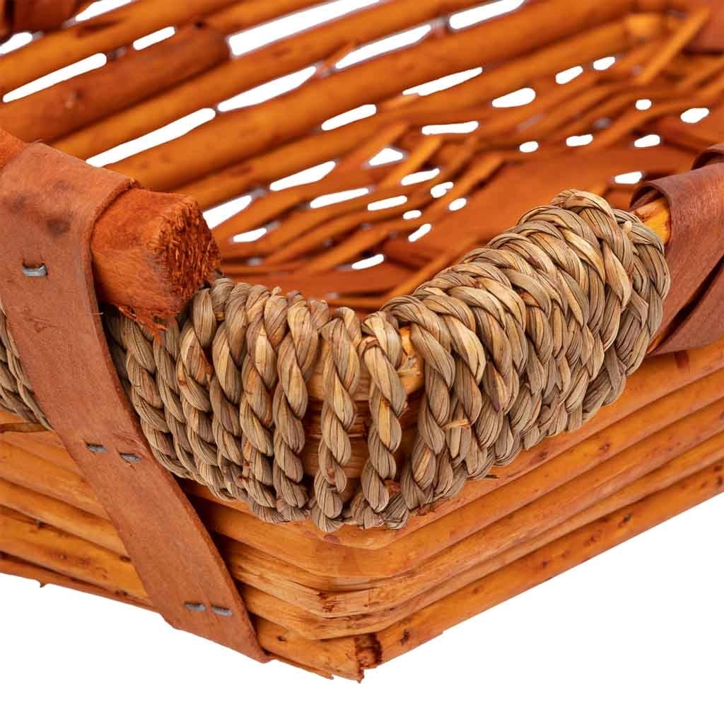 Vassoio in vimini e legno 38x22x9/12,5h cm