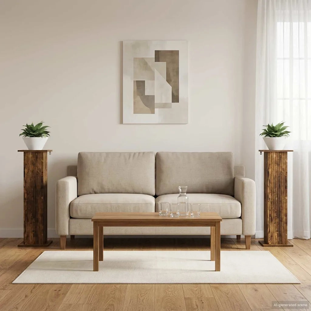 Supporto per piante 2 pcs Rovere Fumo 30,5 x 30 x 100,5 cm