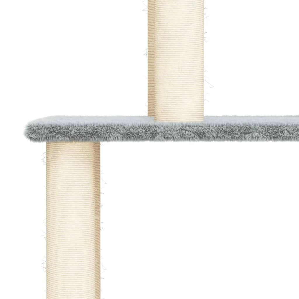 Tiragraffi per gatti torre per arrampicata giocattolo piattaforma per arrampicata con tiragraffi in sisal leggero 183 cm grigio 02_0022597