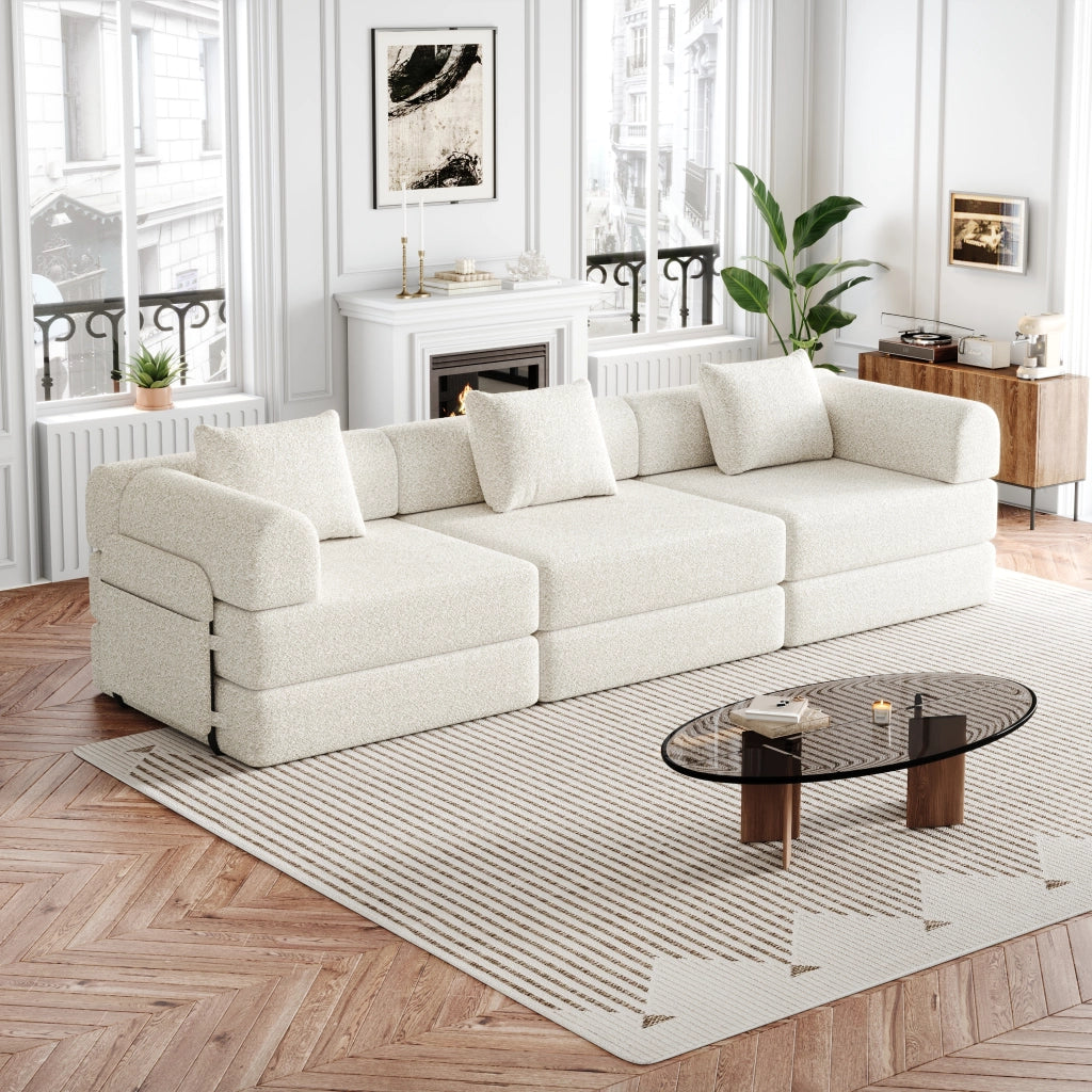 Divano Letto 2 in 1 con Vano Portaoggetti ¨C MINIMAL ¨C Chenille, Struttura in Metallo