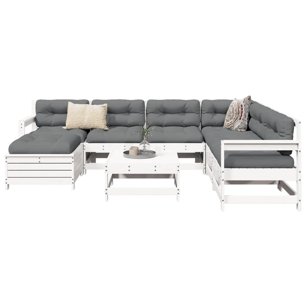 Set Divani da Giardino 8 pz in Legno Massello di Pino Biancocod mxl 92801