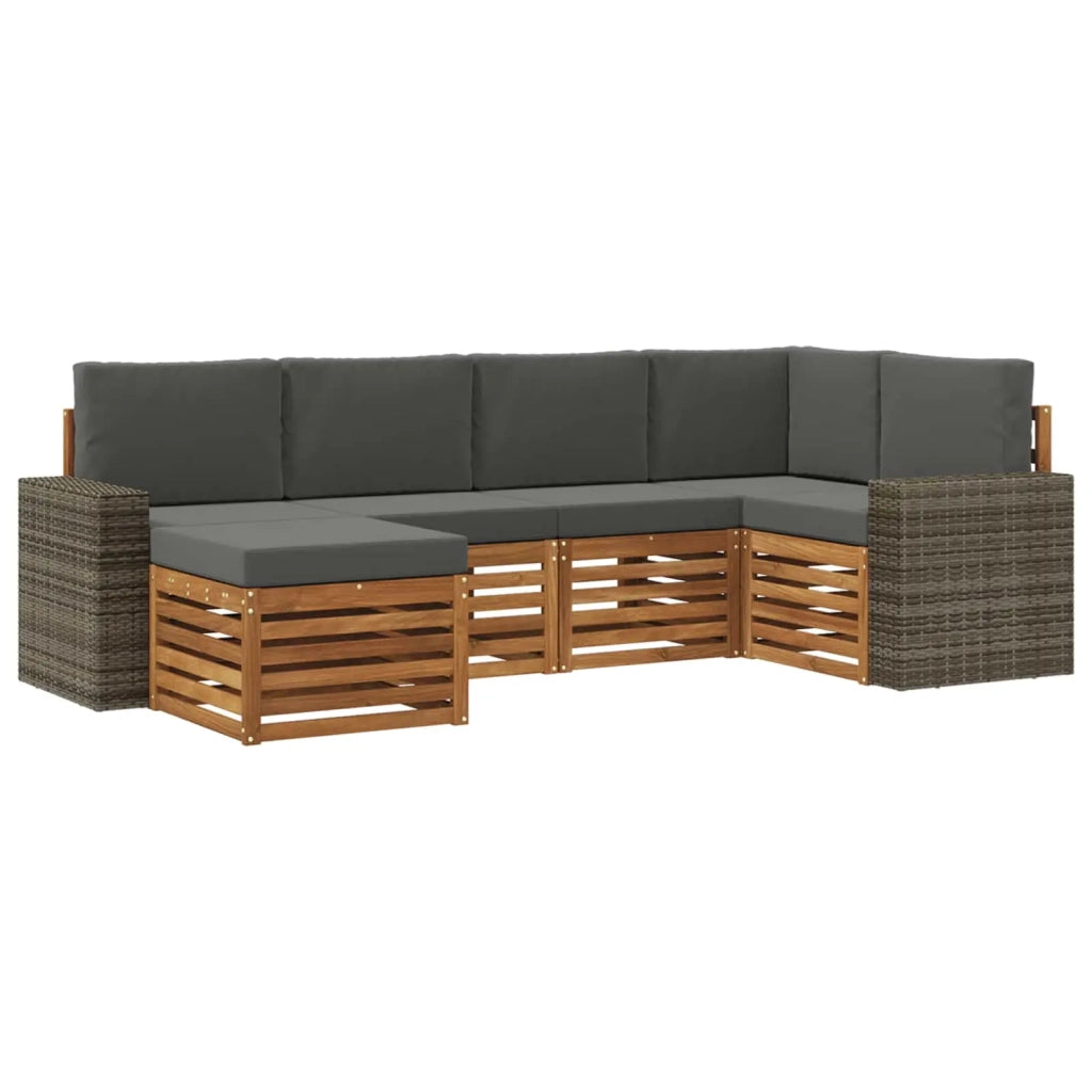 Set di divani da esterno 6 pz Naturale e Antracite Poliestere 3384578