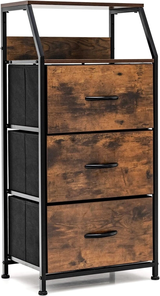 Cassettiera con 3 Cassetti Rimovibili, Ripiano Superiore e Struttura Solida in Acciaio, Mobile con Cassetti per Camera da Letto Soggiorno e Studio, 45 x 29,5 x 92 cm