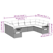 Set Divano da Giardino 9 pz con Cuscini Beige in Polyrattan