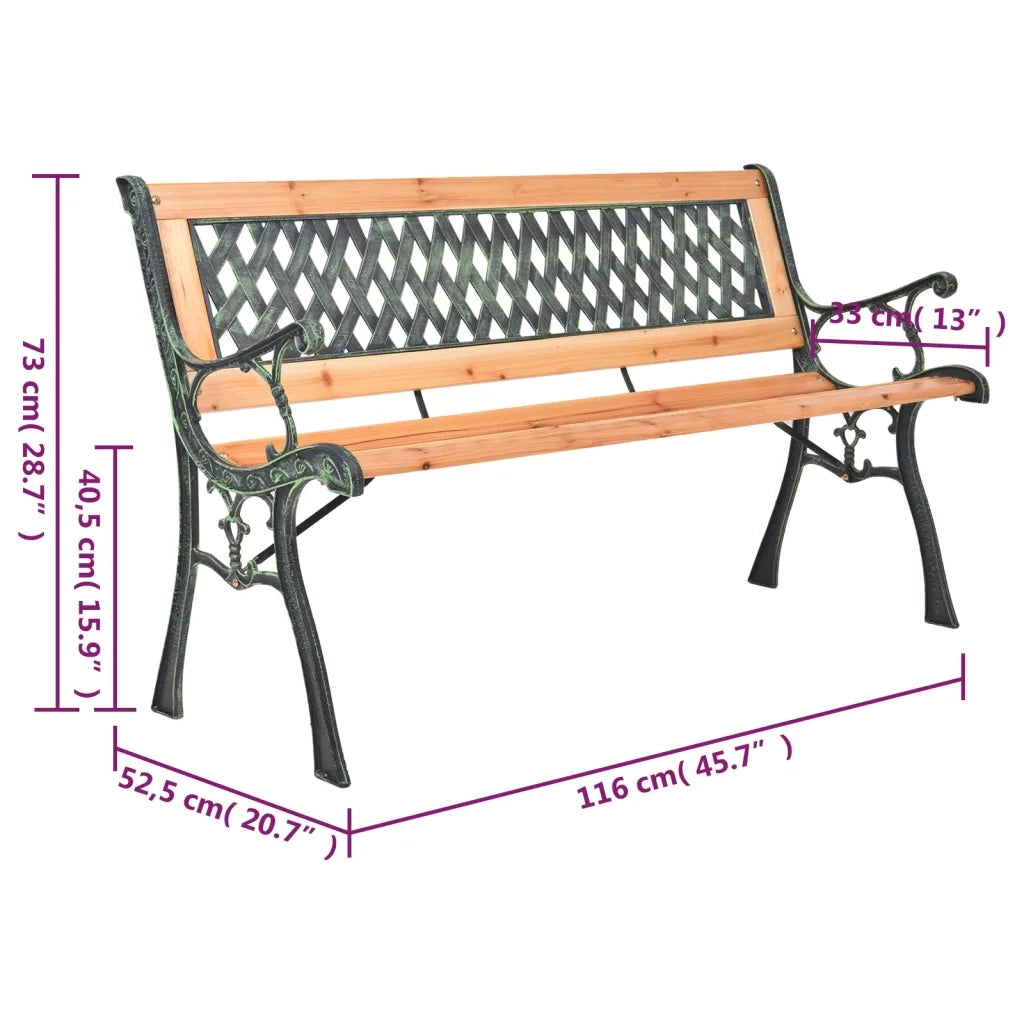 Panca da Giardino 116 cm in Ghisa e Legno Massello di Abete 319571