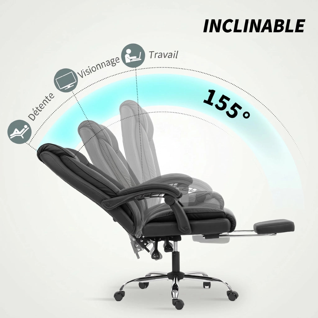 Sedia da ufficio ergonomica reclinabile con poggiapiedi ¨C zephmum ¨C nero