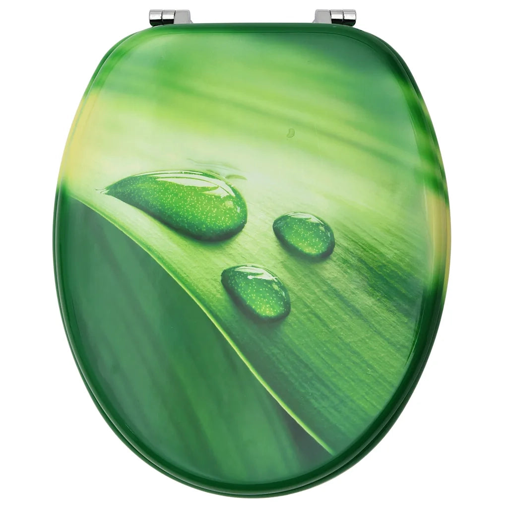 Tavolette WC e Coperchi 2 pz in MDF Verde Design Goccia d'Acqua CFW2179652