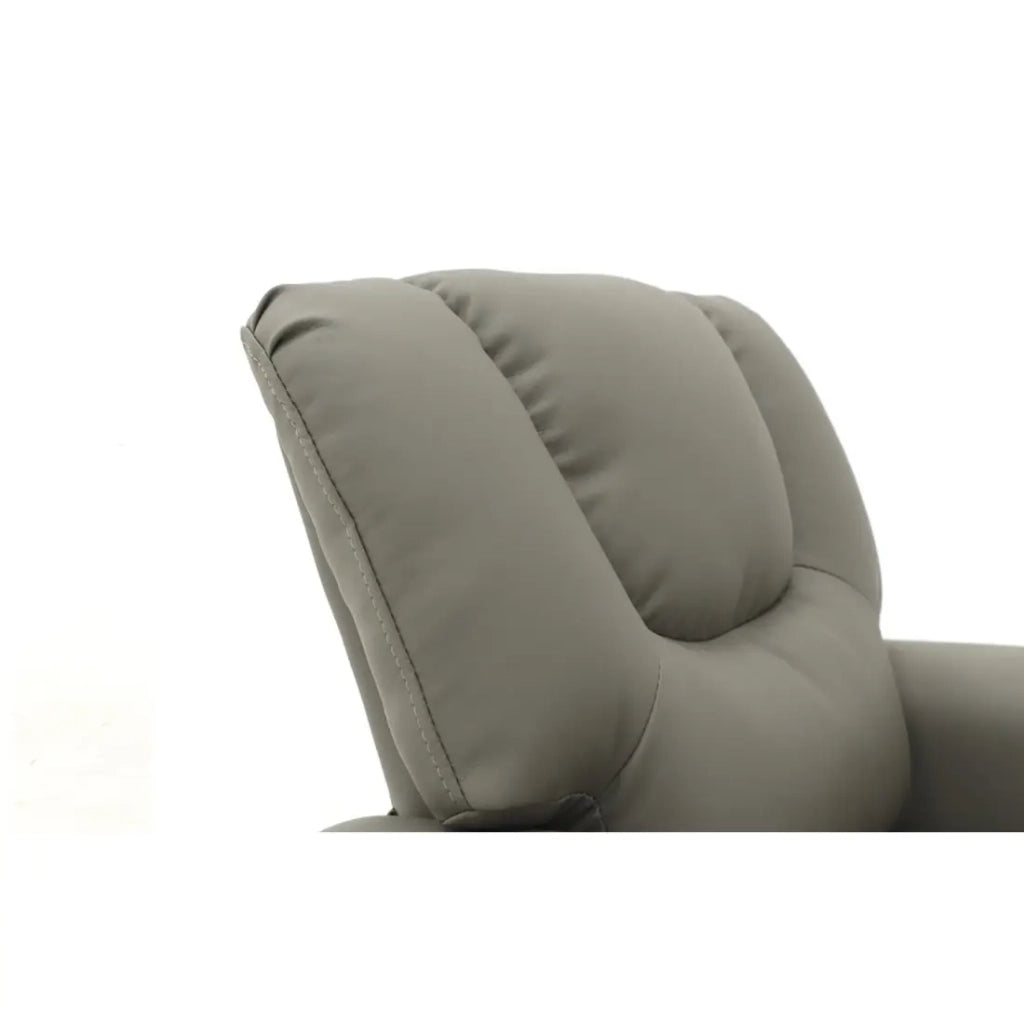 Poltrona relax ITCHI reclinabile manualmente in materiale PU di colore grigio.